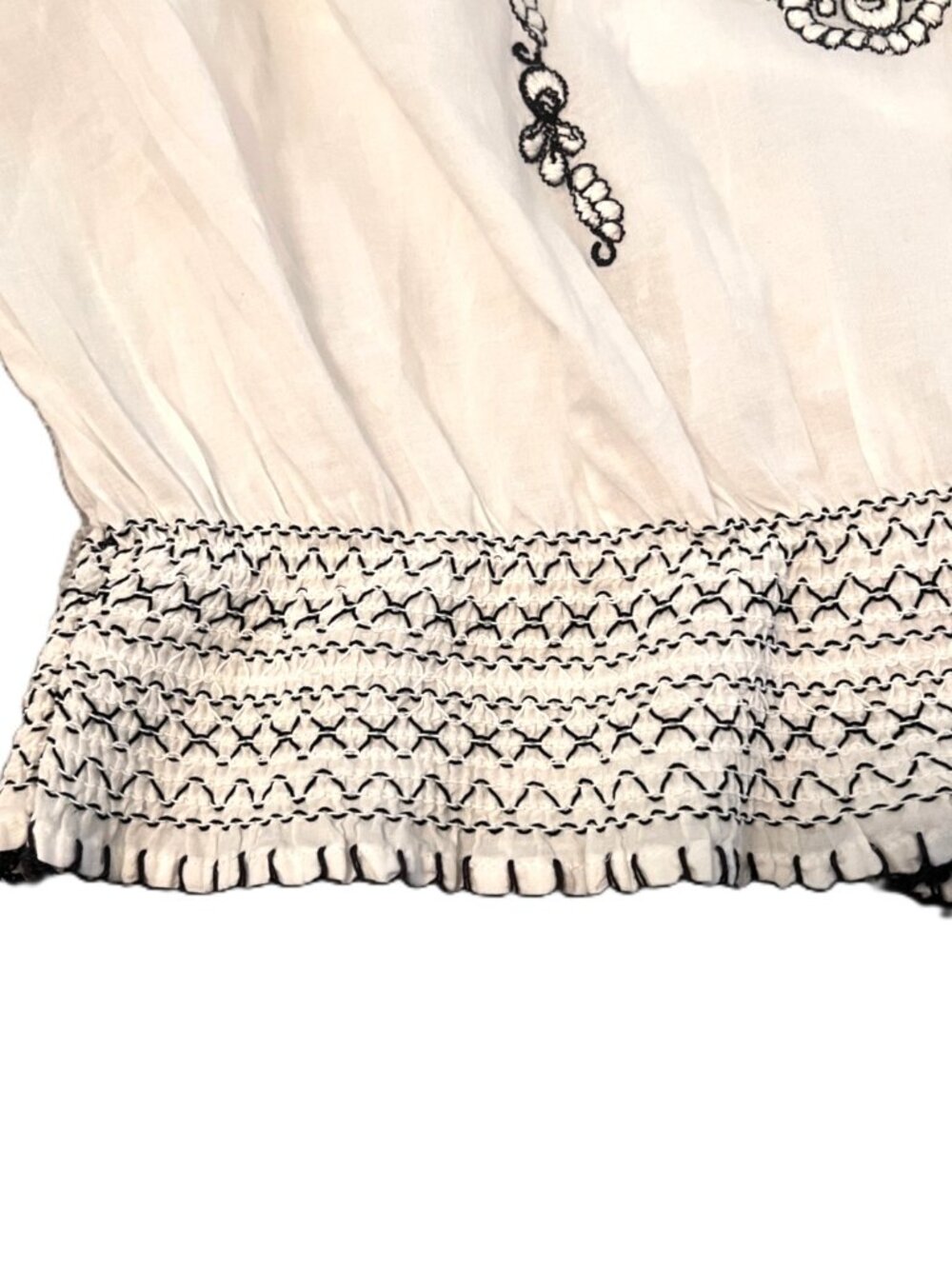 Ralph Lauren White Short Sleeve 100% Cotton Embroidered Top Women's XL Blk LBL - Picture 7 of 9